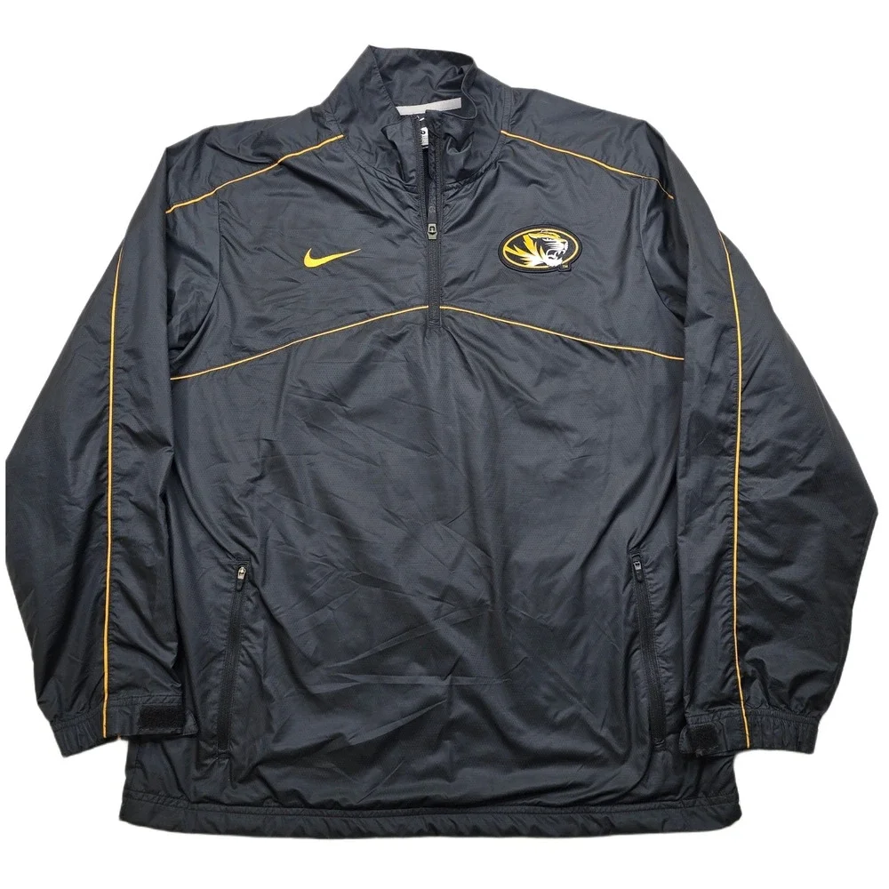 Nike Missouri Tigers Pullover Anorak Jacket Mens Small‎ Black Gold NCAA Wind
